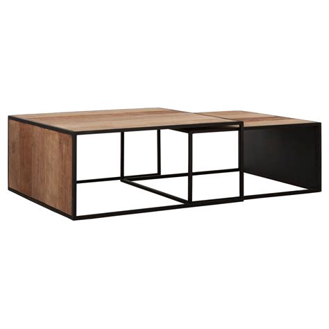 Cosmo Coffee Table Square In Teak And Iron Dtp Home Tentation