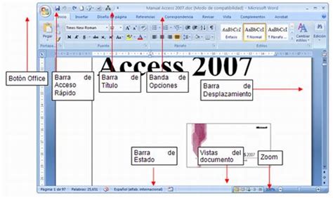 Pantalla Principal De Microsoft Word 2007 Y Comandos Pertenecientes A