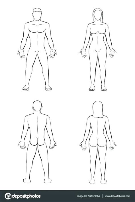 human body outline printable front back