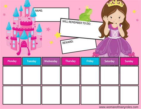 If your child does not earn their reward for the day or week, the loss of the reward is the consequence. Princess Reward Chart Printable : Woman of Many Roles