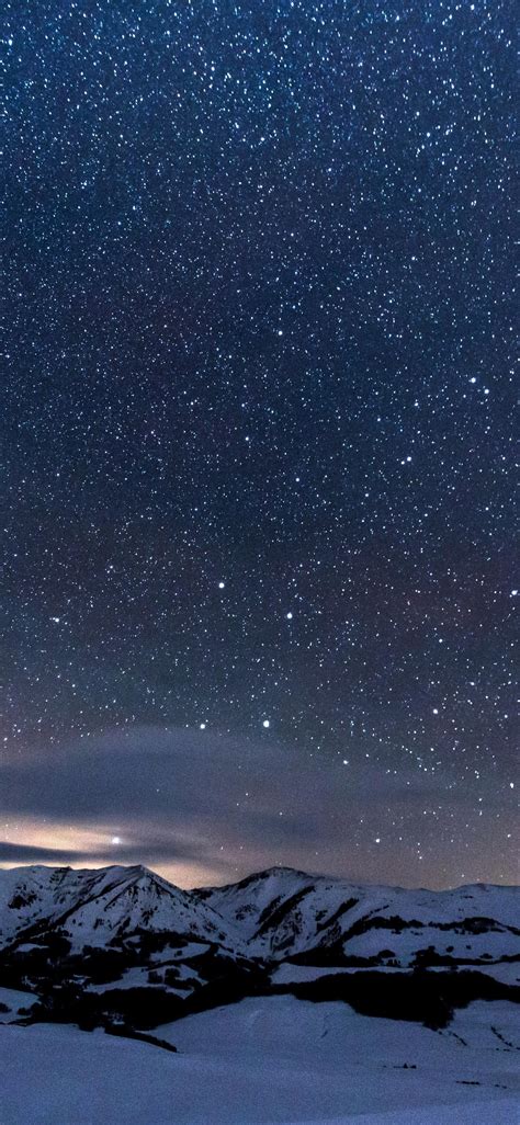 1125x2436 Sky Full Of Stars Snowy Mountains 5k Iphone Xsiphone 10