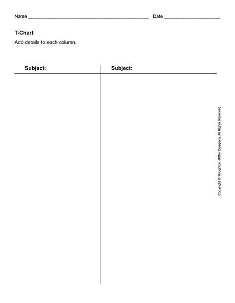 Downloadable T Chart Template