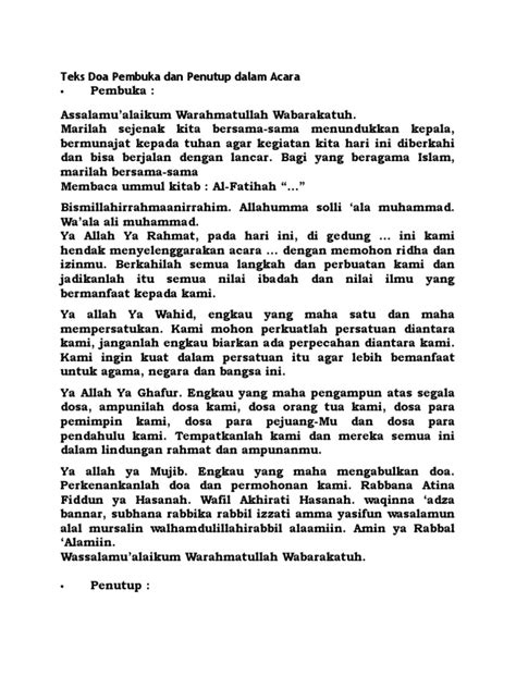 Penutup email resmi bahasa indonesia. Teks Doa Pembuka Dan Penutup Dalam Acara