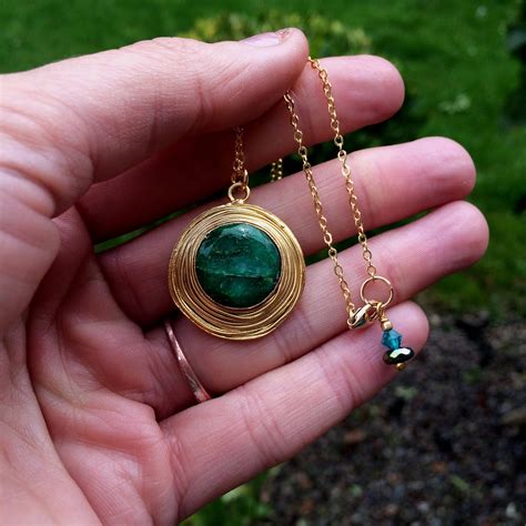 Raw Emerald Necklace 18k Gold Fill May Birthstone Jewellery T