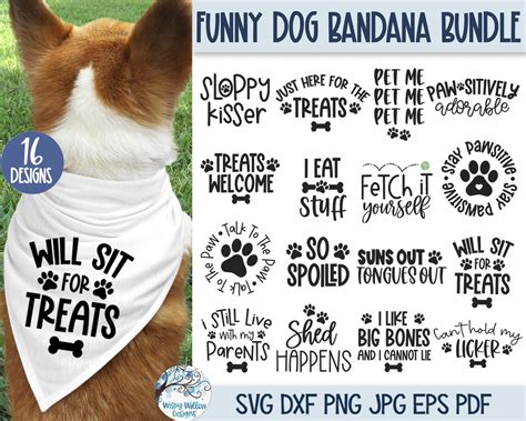 Funny Dog Bandana Svg Bundle Pet Shirt Svg Cute Dog Phrases Etsy Uk