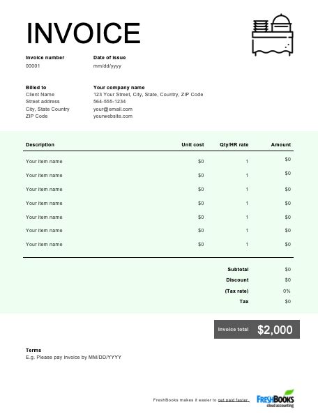 Free Catering Invoice Template Download Now Freshbooks