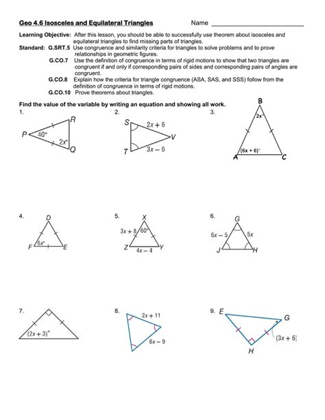 Isosceles And Equilateral Triangles Worksheet Answers