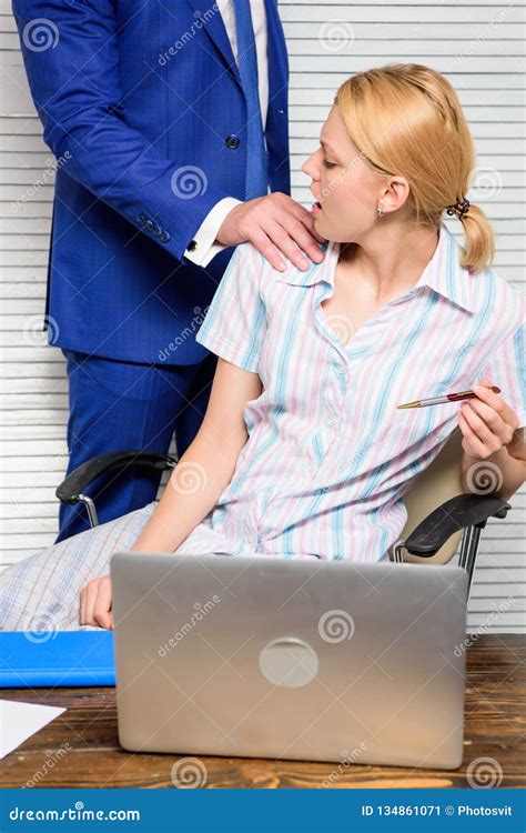 Boss Or Manager Molesting Female Employee In Workplace Workforce Sexual Harassment Stock Image