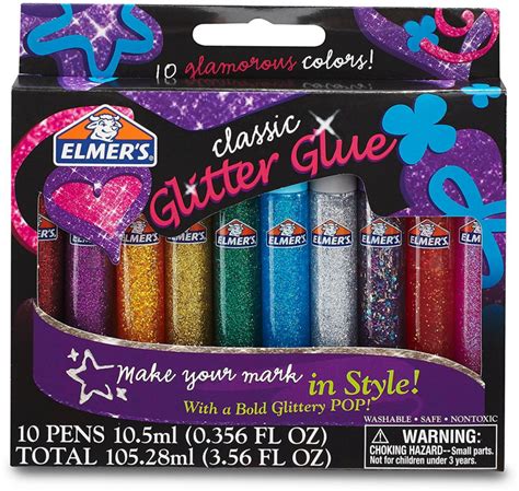 Elmers 3d Washable Glitter Glue Pens Classic Rainbow 10 Ea Pack Of 2