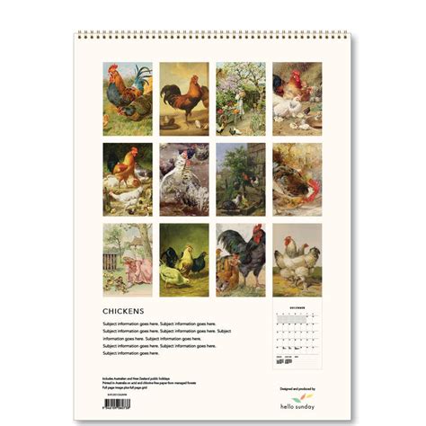 2023 Chickens Deluxe Wall Calendar