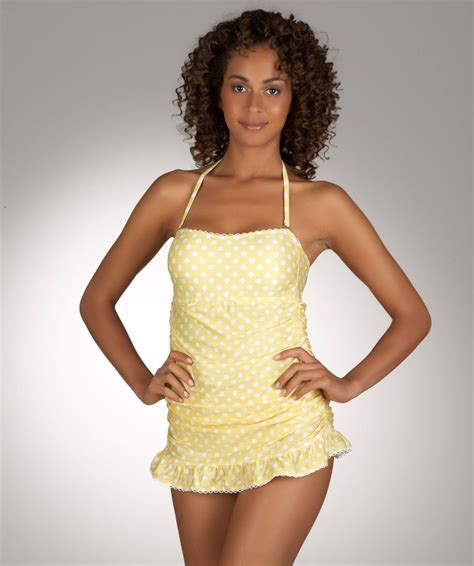 I Want A Yellow Polka Dot One Piece Suit Athena Swimwear Swim Dress