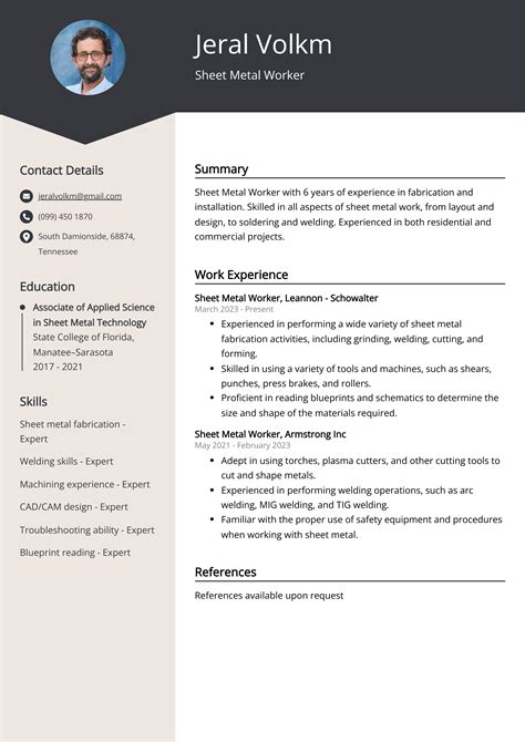 Sheet Metal Worker Cv Examples Template And 20 Tips