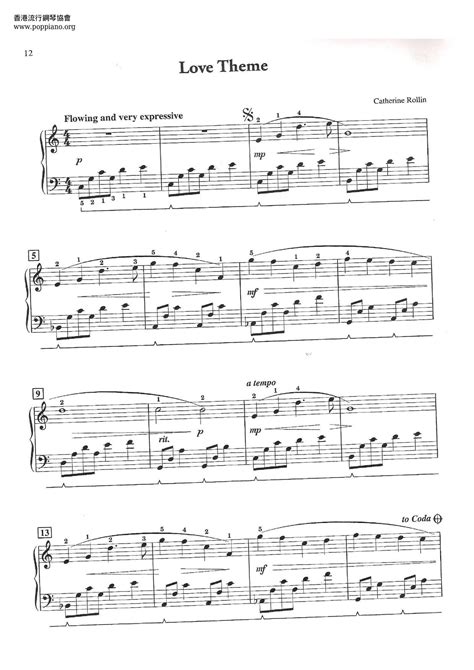 Catherine Rollin Love Theme Sheet Music Pdf Free Score Download