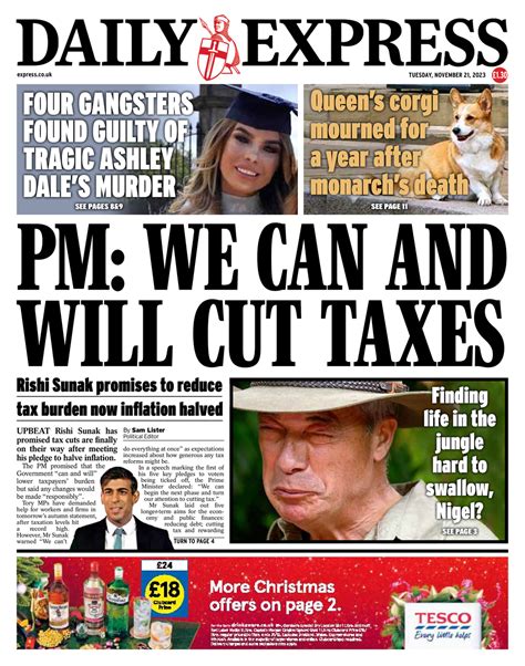 Daily Express Front Page 21st Of November 2023 Tomorrows Papers Today