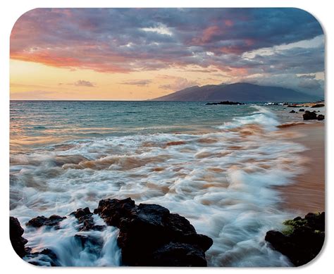 Original hawaii ocean beach wave sunset painting. Wailea Makena Beach Maui Hawaii Beautiful Sunset Sea Waves ...