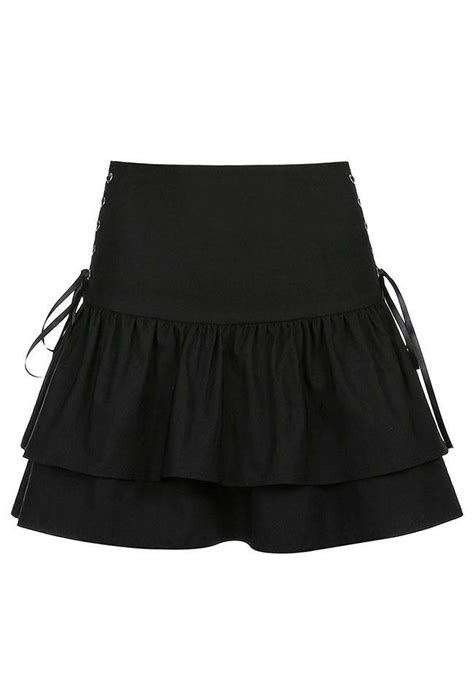 2022 Lace Up Tiered Mini Skirt Black S In Skirts Online Store