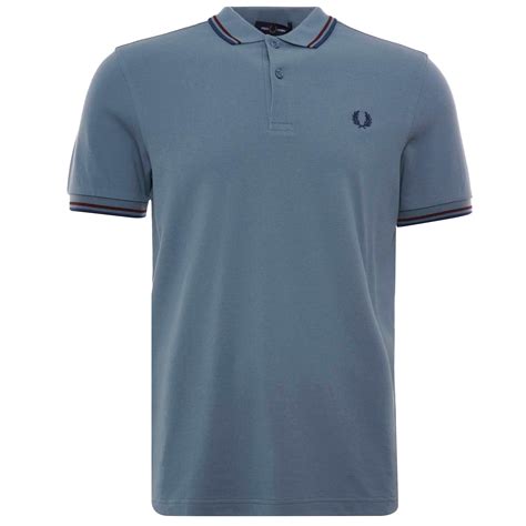 fred perry m3600 twin tipped polo ash blue m3600 n11