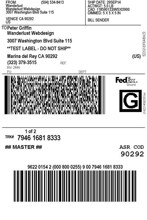 Blank Fedex Label Mailing Label And Completion Instructions
