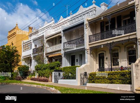 Victorian Terraced Houses In Paddington Sydney Nsw Australia Stock