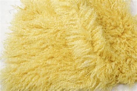 Long Pile Curly Faux Fur Fabric By The Meter Mongolian Lamb Yellow