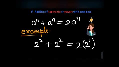 Addition Of Exponents With Same Bases And With Different Bases Ease My