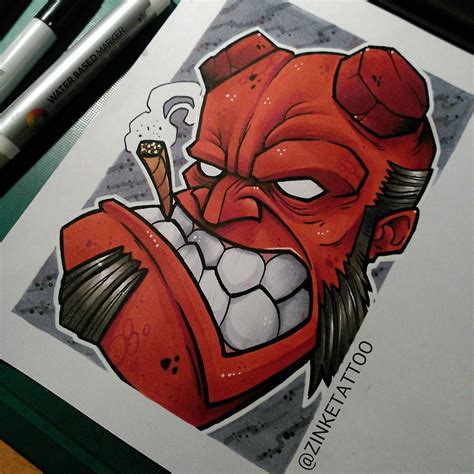 Hellboy Ilustracion Illustration De Zinketattoo Drawing Superheroes