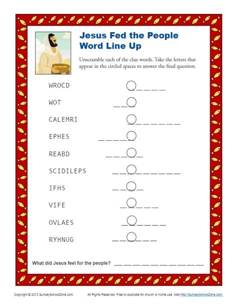 Jesus Feeds 5000 Activity Sheet