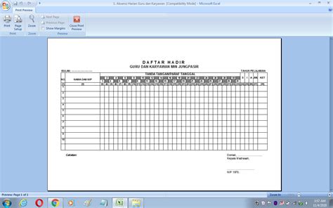 Contoh Format Absensi Harian Guru Dan Karyawan Sekolah Antapedia Com Riset