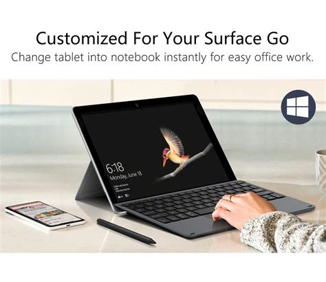Moko Type Cover Fit Microsoft Surface Go Black Slim Wireless Bluetooth