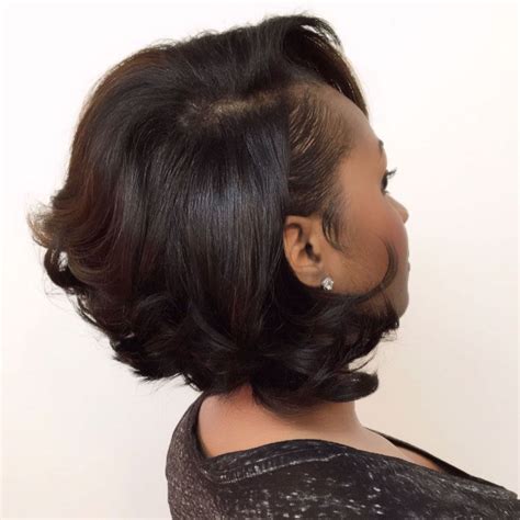 Short Black Bob Hairstyle With Side Bangs Short Bob Hairstyles Relaxed Hair Bobs Haircuts