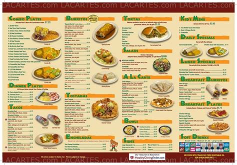 Order online popular and imported mexican foods online. #2 of 2 Price Lists & Menus - Sombrero Mexican Food-Carmel ...
