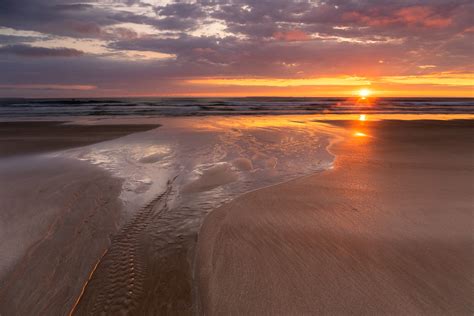 Combesgate Beach At Sunset Fine Art Print David Gibbeson