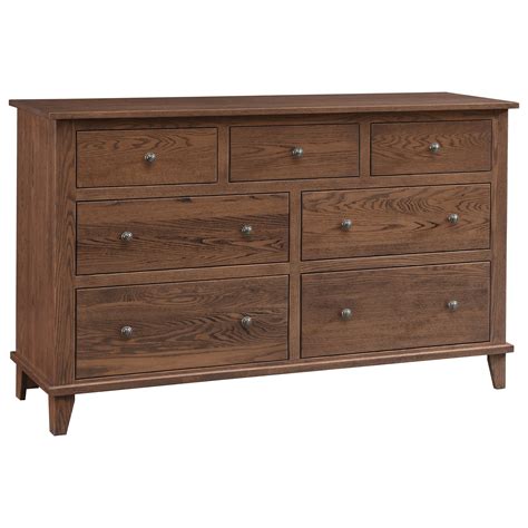 Archbold Furniture Franklin Oak Bedroom Solid Wood 7 Drawer Dresser