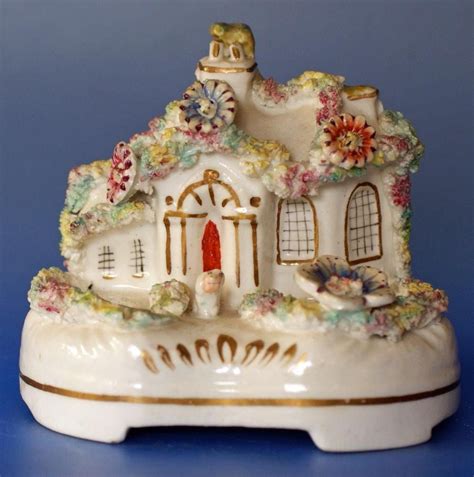 Lovely Staffordshire Pottery Cottage With Dog British Victorian 19c