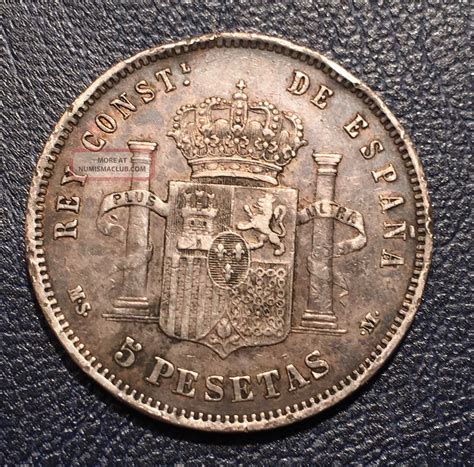 Spain 1883 Alfonso Xii 5 Pesetas Large Silver Coin
