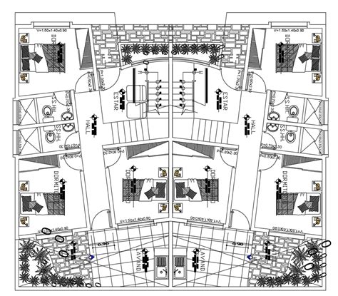 150 Square Meter 3 Bedroom House Floor Plan Cad Drawing Dwg File Cadbull