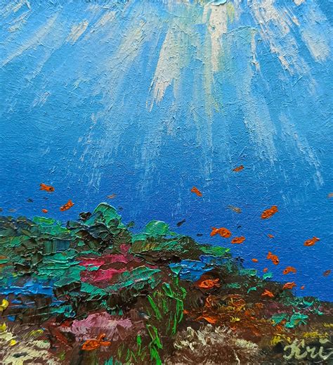 Underwater Painting Coral Reef Artwork Impasto Oil Painting Etsy