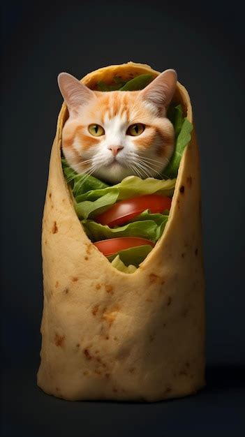 Premium Ai Image A Cat In A Burrito That Is Made By The Owner
