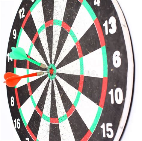 Dart Board With A Dart In The Center Of The Target Stock Image Image