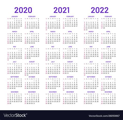3 Year Calendar 2020 To 2020 Calendar Printables Free Templates