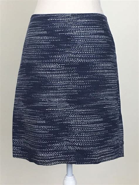 Jones New York Signature Skirt Size 14 Blue A Line Zip Lined 100