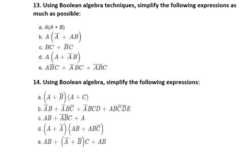 Solved 13 Using Boolean Algebra Techniques Simplify The Following