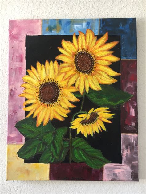 Painted Sunflowers On Canvas Sunflower