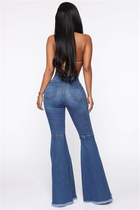 Womens Mystery Solved Extreme Bell Bottom Jeans In Medium Blue Wash Size 15 By Fashion Nova In