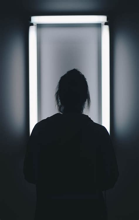 Hd Wallpaper Silhouette Photo Of Person Standing In Front Of Mirror Person Inside Dark Room
