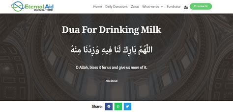 Dua For Drinking Milk Eternal Aid Charity