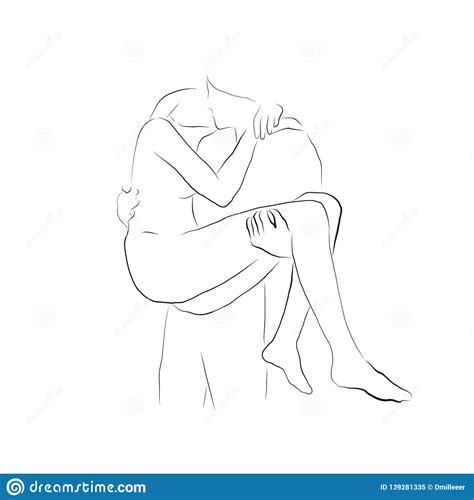 Continuous one line drawing of abstract face minimalism and simplicity vector illustration minimalist hand drawn sketch lineart. Sketch A Pair Of People Man And Woman In Love Kissing ...