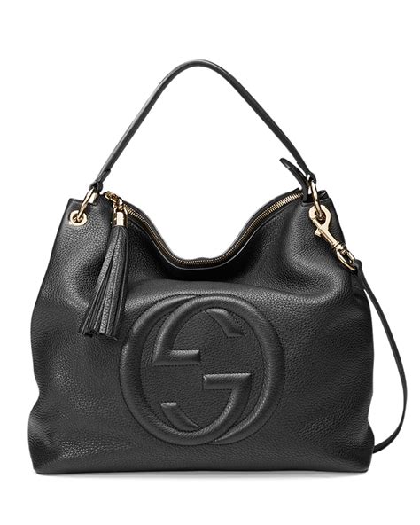 Gucci Soho Large Leather Hobo Bag, Black
