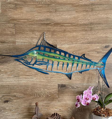 Marlin Chasing Flying Fish Metal Wall Art Metal Fish Art Home