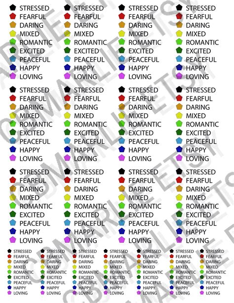 Mood Ring Color Chart Printable